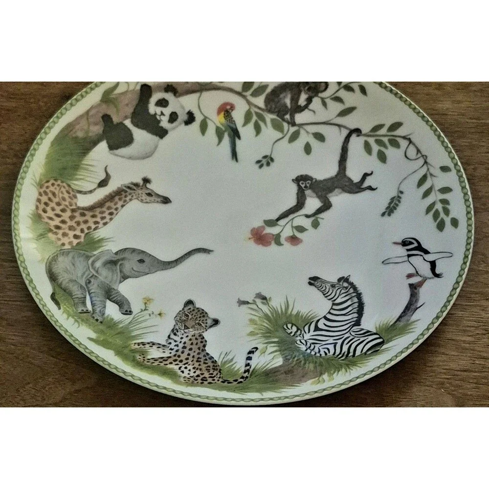 Vtg 1988 Lynn Chase Jungle Party 3Pc Children's Set Plate Bowl Mug Mint Japan
